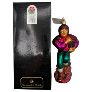 Christopher Radko Rose Bowl Glass Ornament Box 1999 First Down Football 8" READ